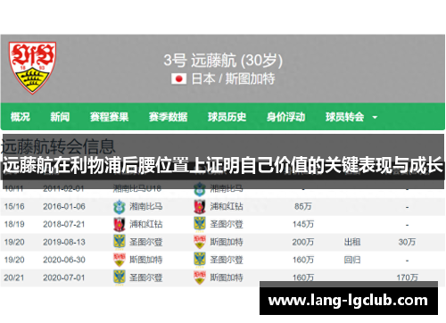 远藤航在利物浦后腰位置上证明自己价值的关键表现与成长
